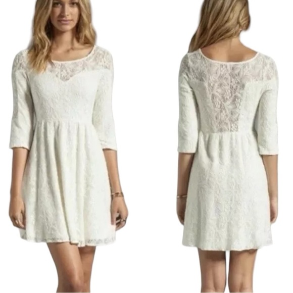Free People Dresses & Skirts - Free People Dress Shake it Up Crochet Lace Cutout Mini Size‎ S Boho Ivory